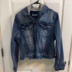 Jeaniologie Hooded Cropped Denim Jean Jacket Youth Size XL Casual School